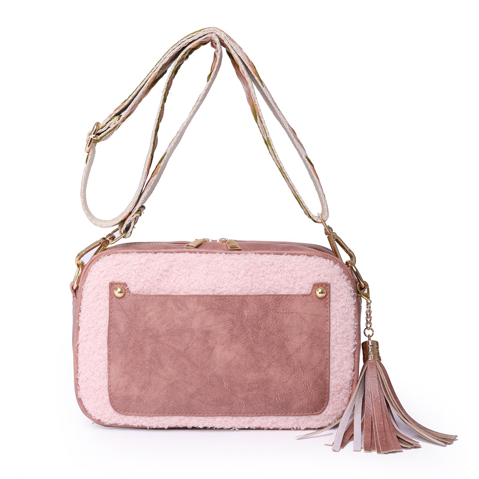Wholesale Plush Material PU Messenger Small Square Bag